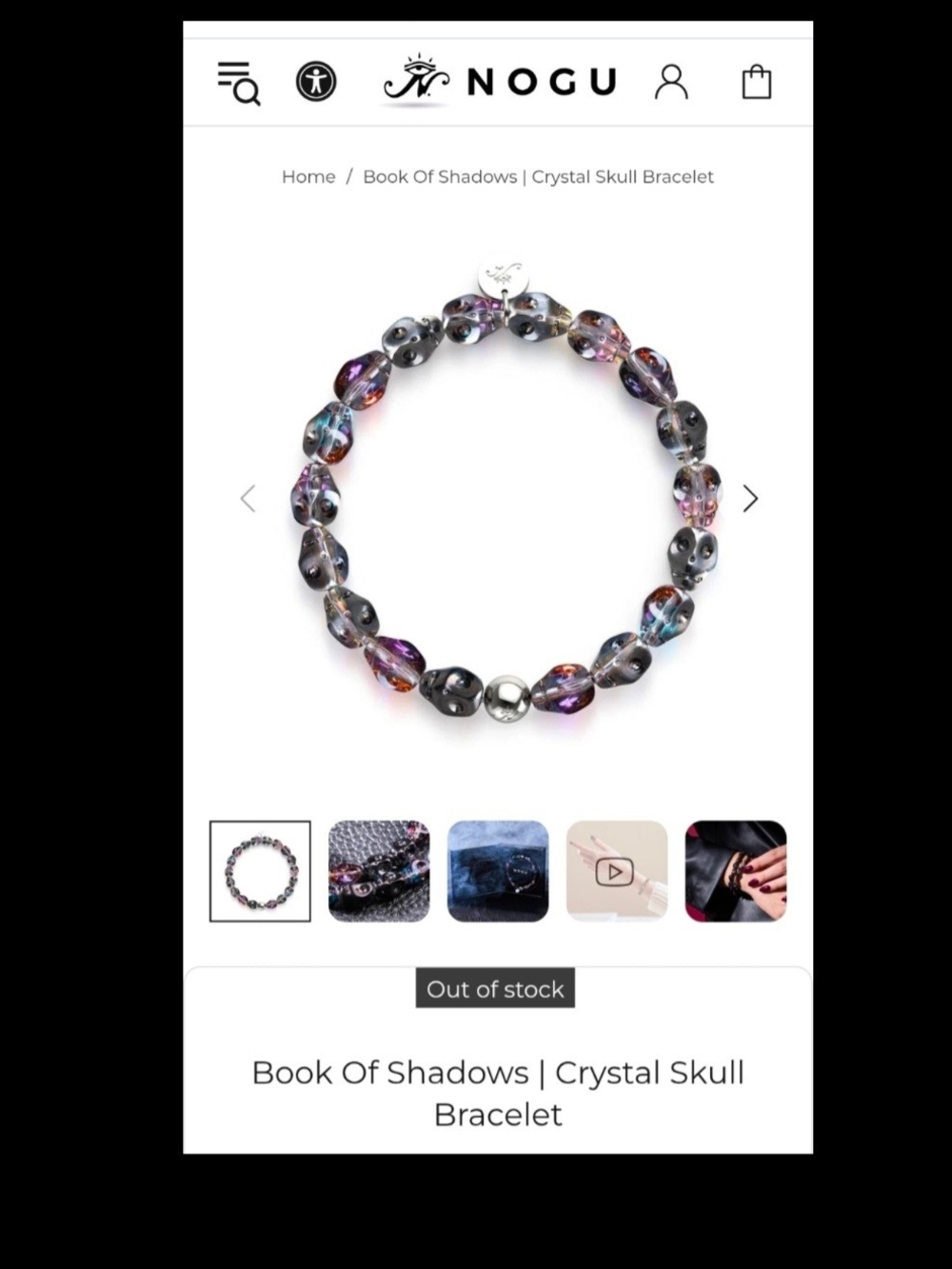 NOGU Book of Shadows Crystal Skull Bracelet